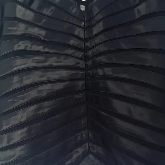 Vintage Dressbarn Women's Black Ribbed 90s Goth V-neck Corset Style Blouse sz 10 - Picture 5 of 13